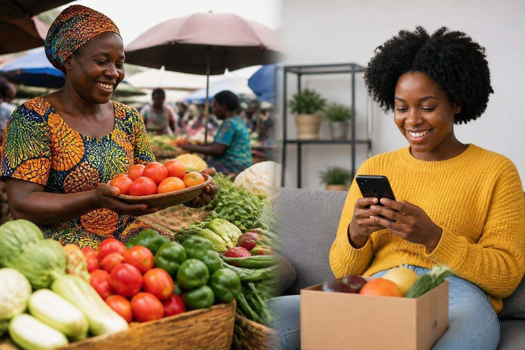 Digital African food online marketplace showcasing diverse authentic ingredients and products