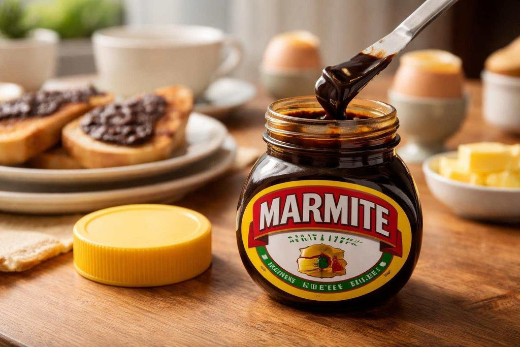 Marmite production process showing dark yeast extract spread in large stainless steel tanks
