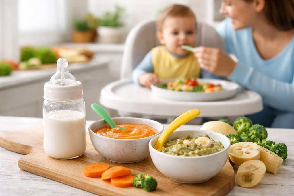 Infant exploring solid foods with parental guidance on feeding readiness and cultural nutrition in New Zealand
