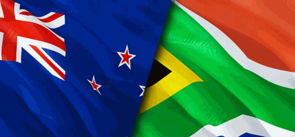 Map of South Africa and New Zealand highlighting immigration route and key relocation considerations