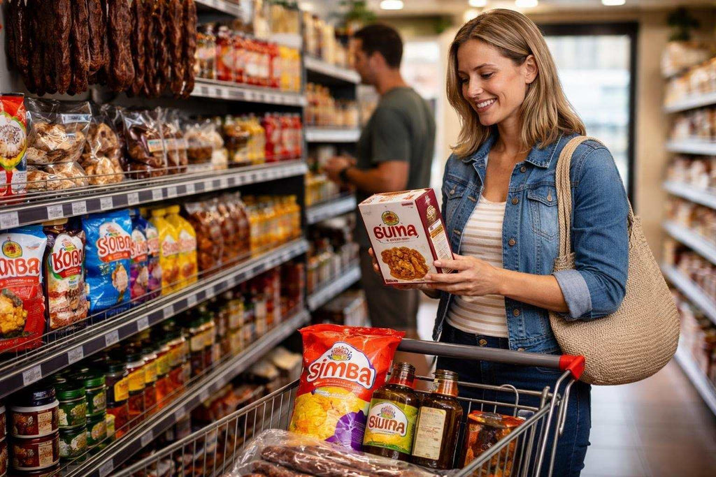 South African grocery products and snacks displayed in South African stores NZ