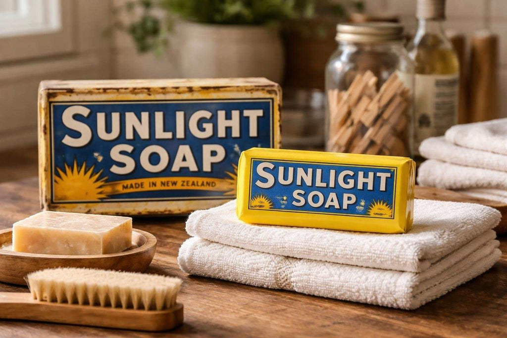 Sunlight Soap NZ manufacturing timeline showing historical production milestones