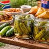 Jar of authentic South African gherkins showcasing traditional pickled cucumbers ideal for South African cuisine and expat communities