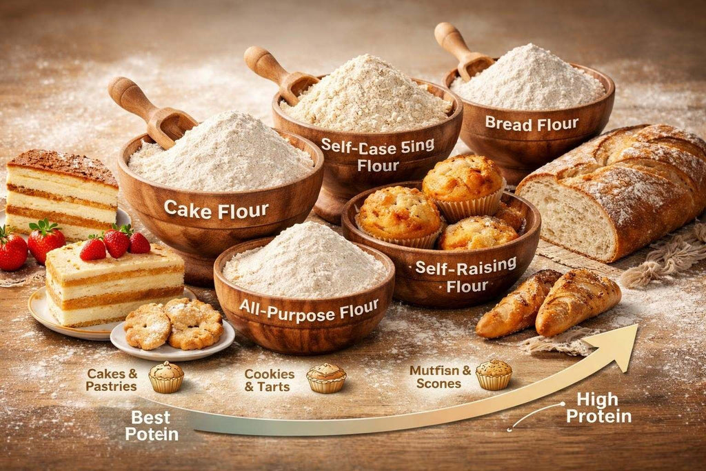 Chart showing protein content levels in different types of baking flour for South African recipes