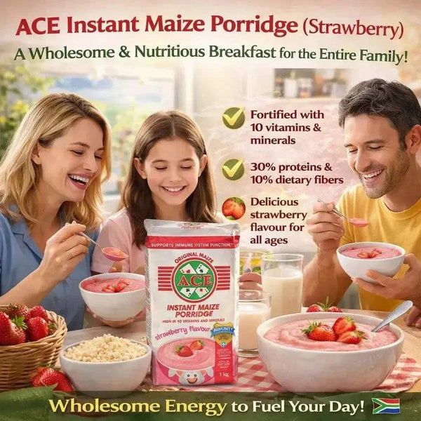 ACE Instant Maize Porridge Strawberry Flavour 1kg pack – product image 2