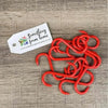 Pack of 10 red plastic biltong hooks for hanging biltong