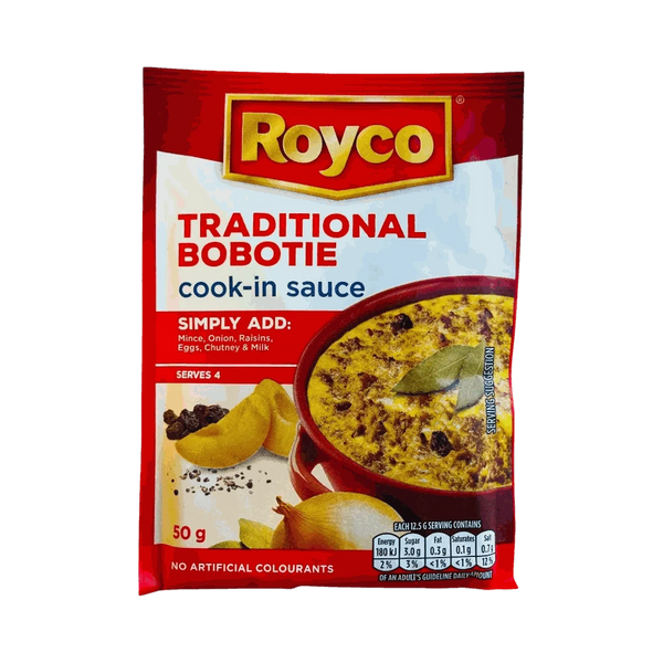 Royco Traditional Bobotie Cook-in Sauce 50g sachet for authentic South African bobotie dish