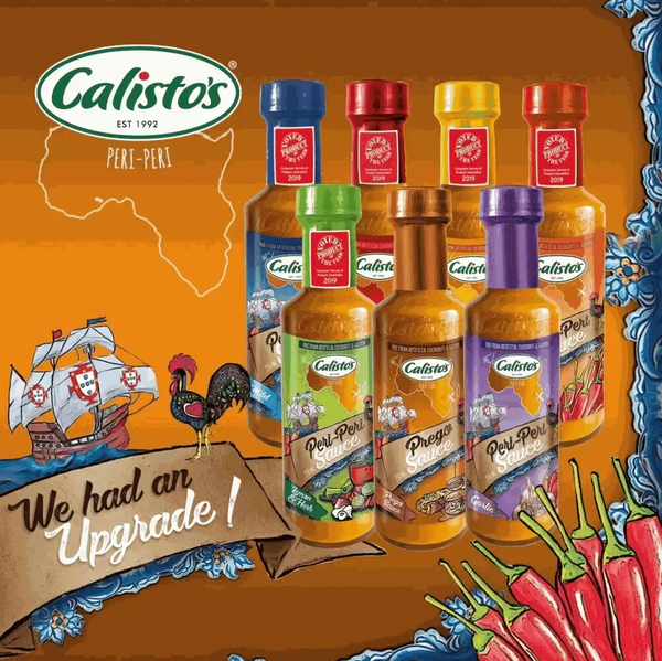 Calisto's Peri Peri Sauce mild 250ml bottle with tangy flavor and mild heat