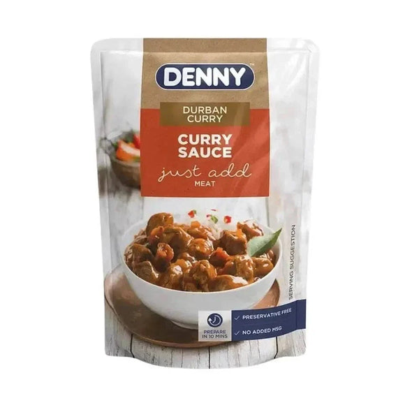 Jar of Denny Curry Sauce Durban Curry 415g with spices and tomatoes