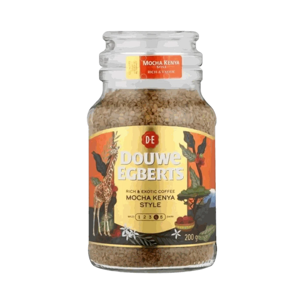Douwe Egberts Instant Coffee Mocha Kenya Style 200g glass jar rich exotic freeze-dried coffee