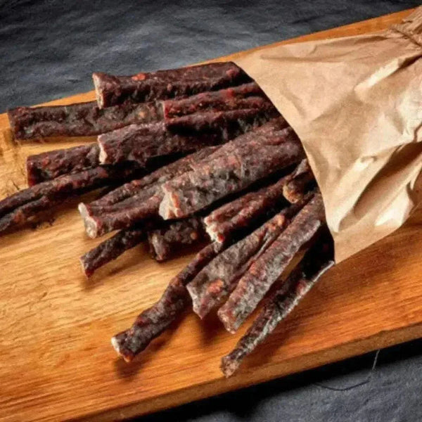 Pack of 500g original South African dry wors droewors, air-cured and spiced, perfect on-the-go snack