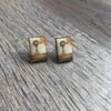 Earrings windmill design brown and beige 15mm x 5mm sold in pairs