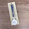 Enamel sugar spoon with wooden handle and laser engraved Birds on a Wire design
