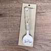 Enamel sugar spoon with wooden handle and farmhouse heart engraving