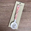 Enamel sugar spoon with wooden handle and laser engraved Fijnbos heart design