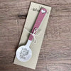 Enamel sugar spoon with wooden handle and Fijnbos laser engraving