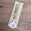 Enamel sugar spoon with wooden handle and laser engraved Fijnbos heart design