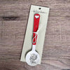 Enamel sugar spoon with wooden handle and laser engraved Fijnbos heart design