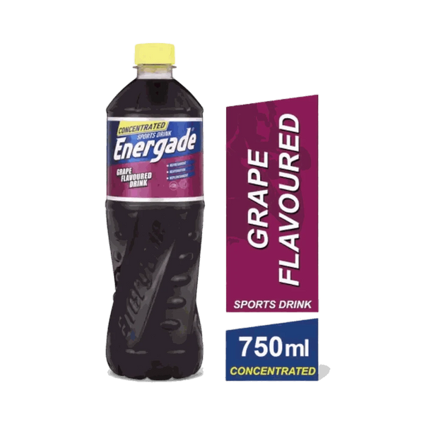 Energade Sports Drink Concentrate Grape 750ml bottle for electrolyte hydration and refreshment