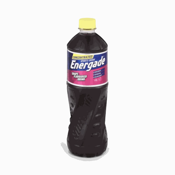 750ml bottle of Energade concentrated grape sports drink for electrolyte replenishment and hydration