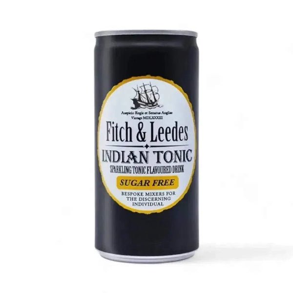 Fitch & Leedes Indian Tonic Sugar Free 200ml can with crisp, sugar-free tonic water for cocktails and mixers.