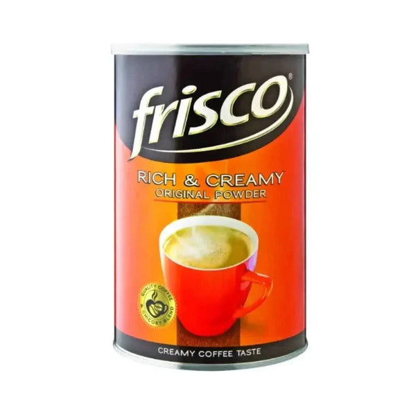 Frisco Rich & Creamy Instant Coffee 750g tin with smooth coffee and chicory blend