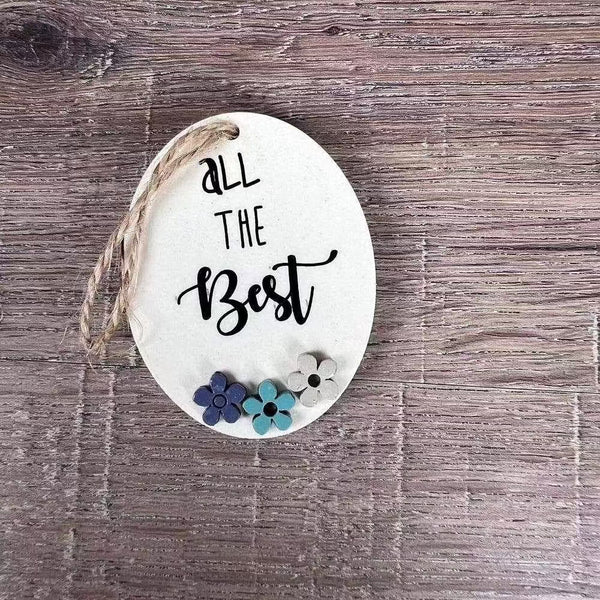 Wooden gift tag with "All The Best" text