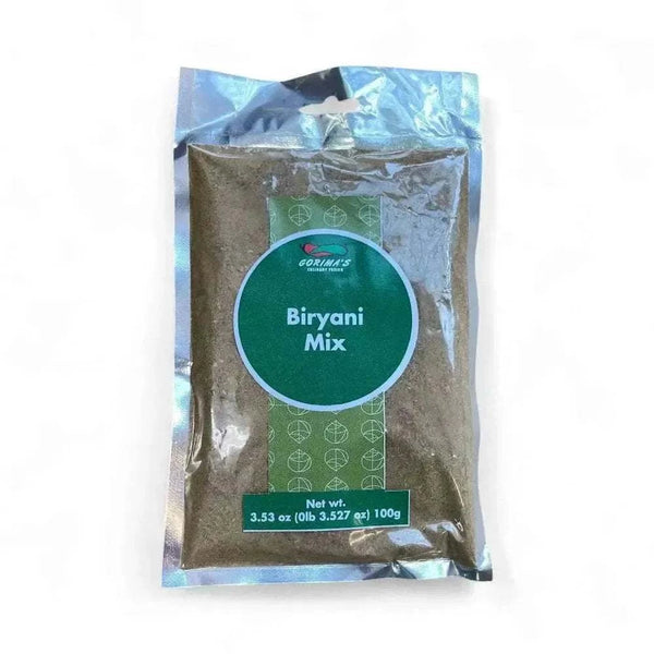 Gorima's Spice 100g briyani mix powder pouch with premium blended spices for authentic biryani flavor
