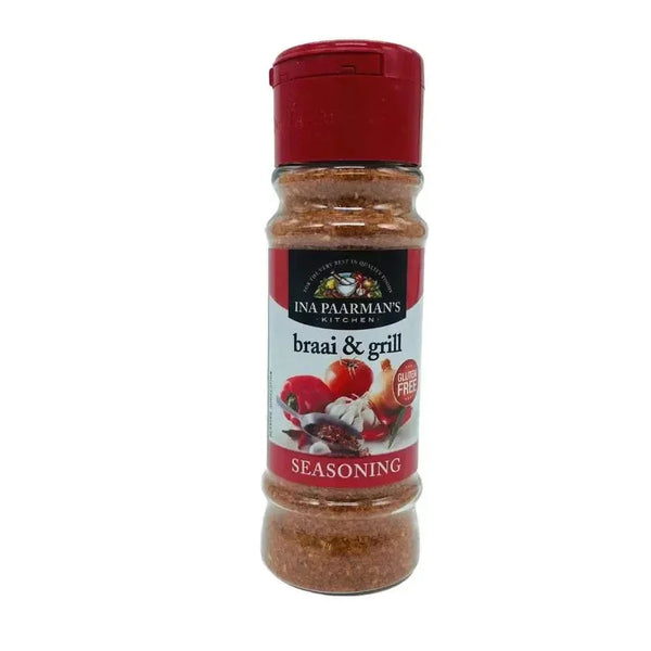 Ina Paarman Braai & Grill 200ml bottle with smoky spice blend for grilling and marinating