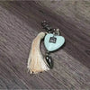 Green heart keyring with "Hope" text, 50mm size