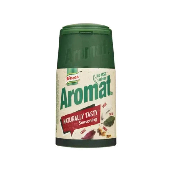 Knorr Aromat Naturally Tasty Shaker 75g seasoning blend with mushroom, turmeric, onion, garlic, and bay leaves