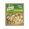 Knorr Potato Bake garlic herb mix with sliced potatoes baking in a creamy dish