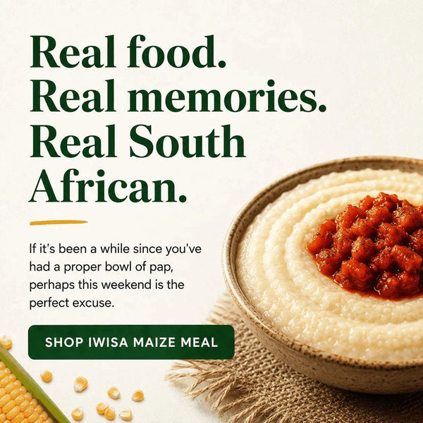 IWISA 1kg maize meal pack made from 100% GMO South African maize for traditional pap and cooking.