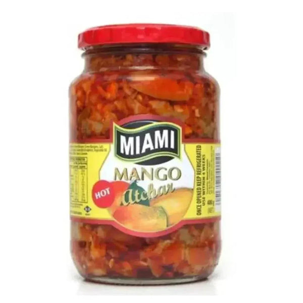 Miami Atchar Mango HOT 400g jar showcasing a spicy South African mango condiment