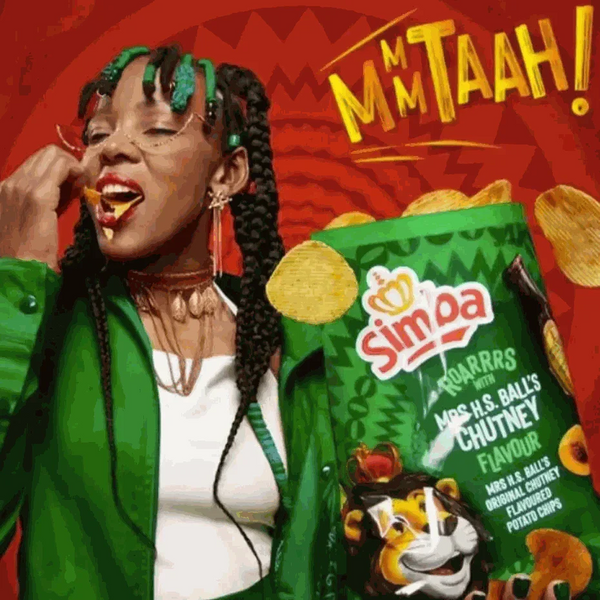Simba Mrs Balls Chutney 125g crunchy maize snack with sweet and tangy South African flavor