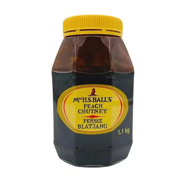 Mrs Balls Peach Chutney 1.1kg jar with sweet, tangy South African peach flavour