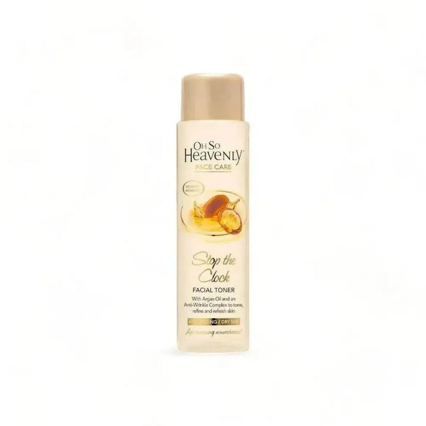 Oh So Heavenly Age Defence Facial Toner 200ml bottle with argan oil and anti-wrinkle complex, gentle and alcohol-free skincare product