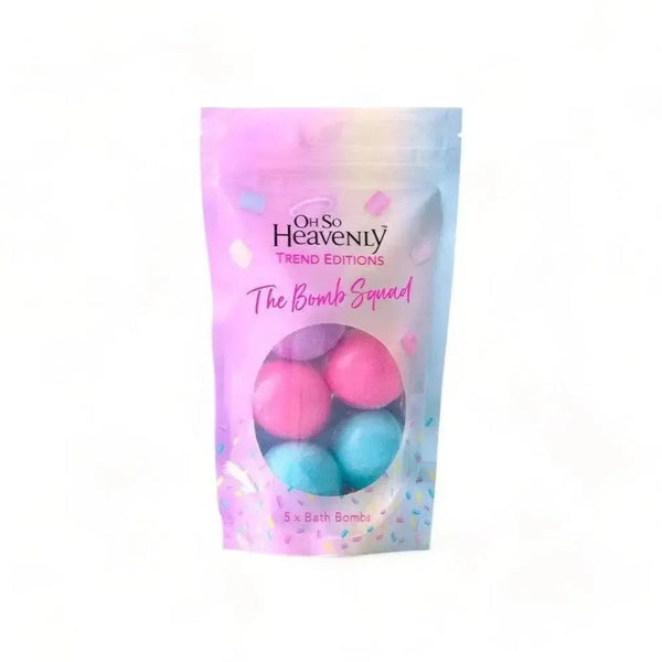 Oh So Heavenly Trend Editions Bomb Squad Bath Bombs set with dessert scents and vibrant colors