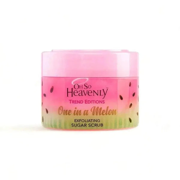 Oh So Heavenly One in a Melon exfoliating sugar scrub 220ml with watermelon fragrance and almond oil