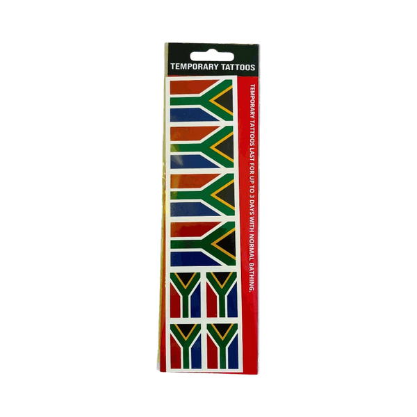 Pack of Olive Temporary South African Flag Tattoos for easy, short-term skin application