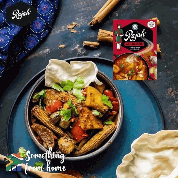 Rajah Curry Powder All in One 100g pack with natural garlic, cumin, and cayenne blend for authentic Indian flavor