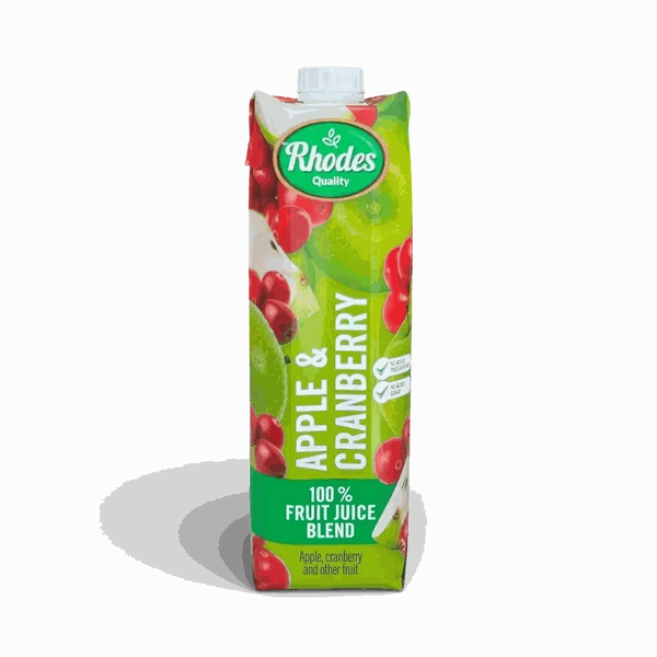 Rhodes 100% Fruit Juice Apple Cranberry 1 litre bottle with no added sugar or preservatives