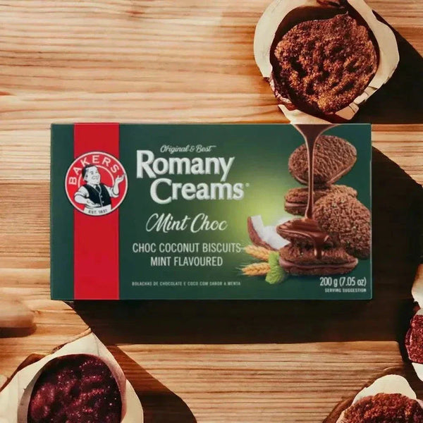 Bakers Romany Creams mint biscuits 200g traditional South African shortbread filled with chocolate