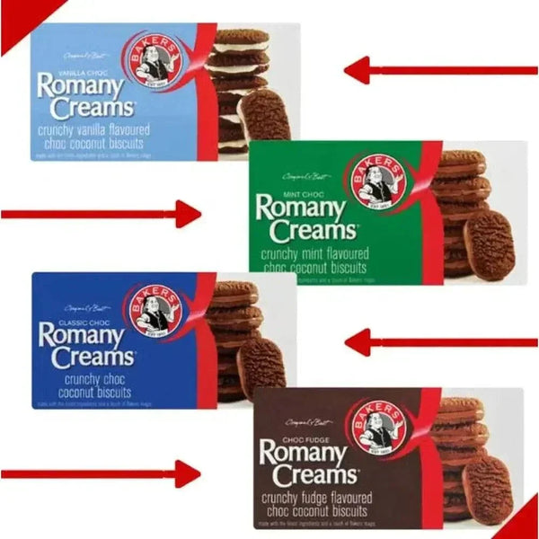 Bakers Romany Creams Mint 200g South African biscuits chocolate coated shortbread
