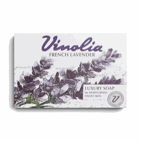 Vinolia Lavender Soap Bar 125g with moisturizing and calming French lavender fragrance