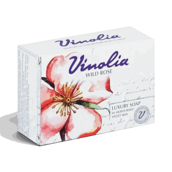 Vinolia Wild Rose luxury soap bar 125g with glycerine and chamomile, ideal for luxury bubble bath and soft moisturized skin