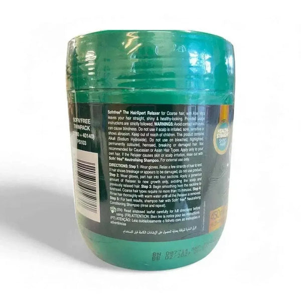 450ml tub of Sofn'free Creme Relaxer Super for coarse hair with Aloe Vera and neutralizing conditioner