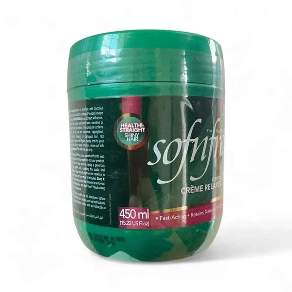 Sofn'free Creme Relaxer Regular 450ml bottle with 60ml conditioner for medium and soft hair