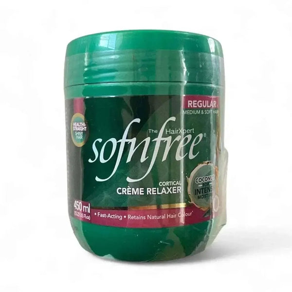 Sofn'free Creme Relaxer Regular 450ml with coconut oil for medium and soft hair