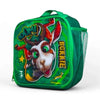 Green Springbok "Bokkie" Lunch Box with mascot design and mesh side pocket for kids
